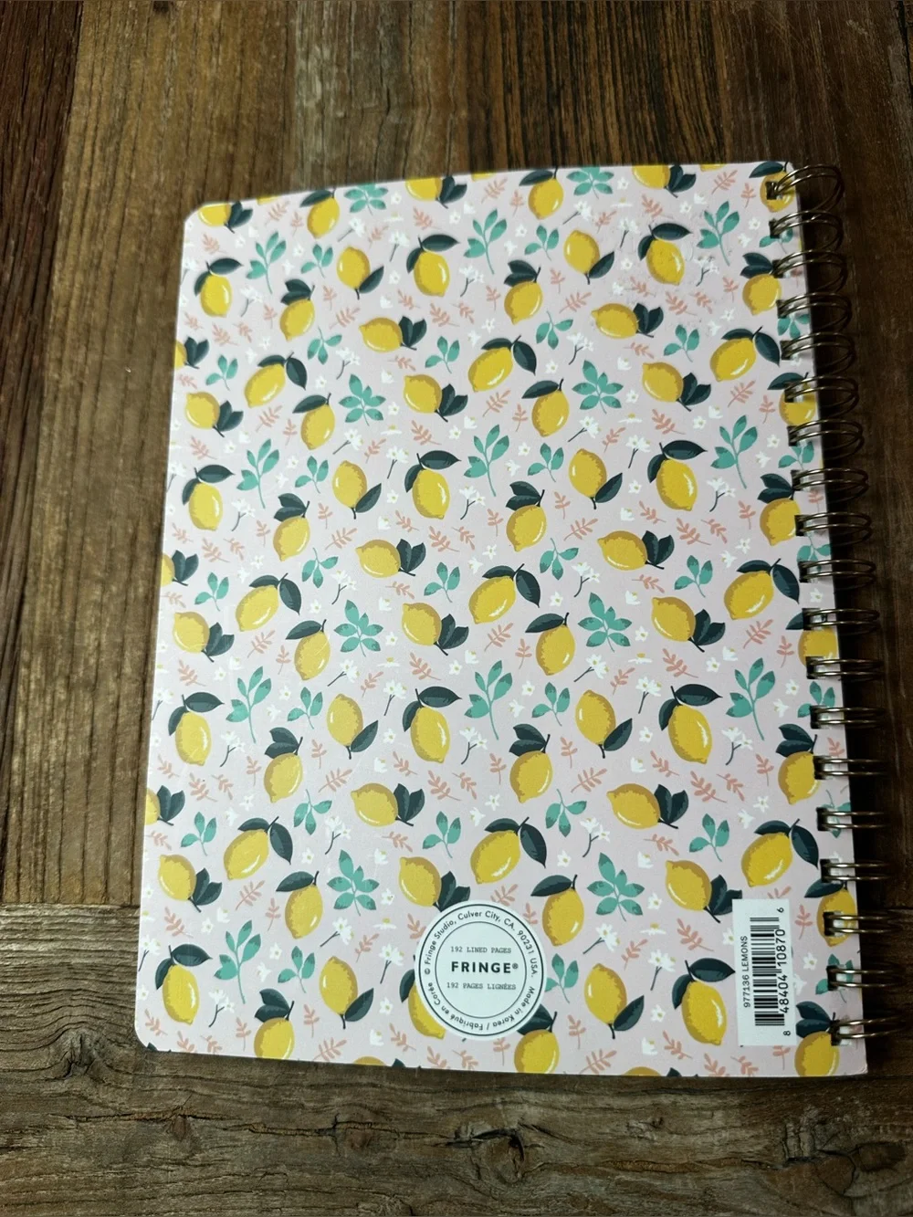 Lemon Pattern Spiral Notebook - Yellow